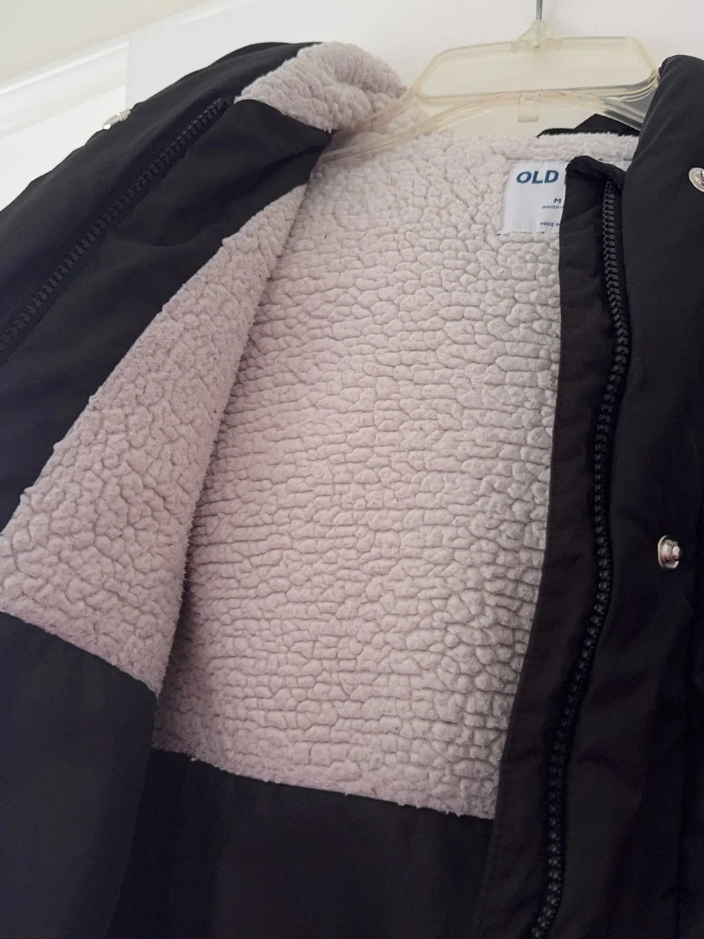 Old Navy Kids Black Sherpa-Lined Hooded Puffer Coat